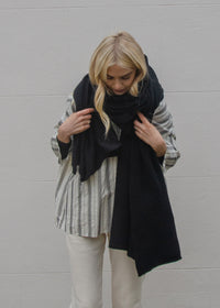 Oversize Recycled Cashmere Scarf | Black