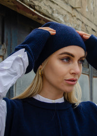 Cashmere Rib Beanie | Navy