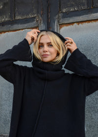 Cashmere Rib Hood | Black