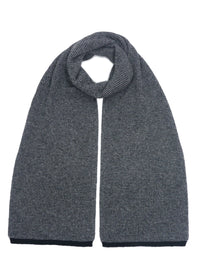 Cashmere Fine Rib Scarf | Black Grey