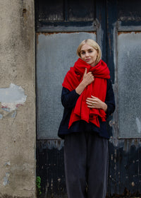 Oversize cashmere Scarf | Bright Red