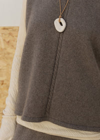 Cashmere Cable Front Vest Top | Mushroom