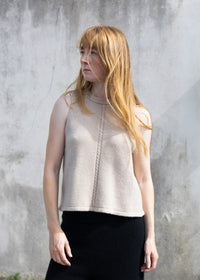 Cashmere Cable Front Vest Top | Oat