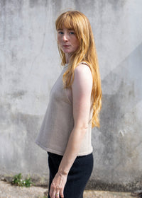 Cashmere Cable Front Vest Top | Oat