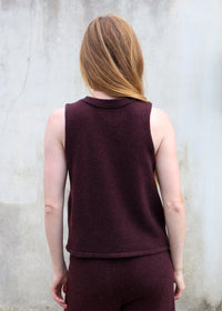 Cashmere Cable Front Vest Top | Raisin