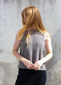 Cashmere Cable Front Vest Top | Mushroom