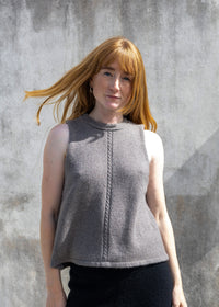 Cashmere Cable Front Vest Top | Mushroom