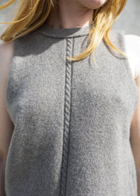 Cashmere Cable Front Vest Top | Mushroom