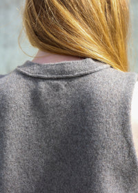 Cashmere Cable Front Vest Top | Mushroom