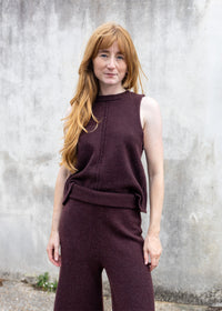 Cashmere Cable Front Vest Top | Raisin