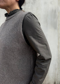 Cashmere Cable Front Vest Top | Mushroom