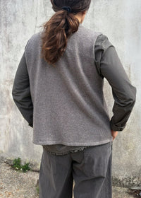 Cashmere Cable Front Vest Top | Mushroom