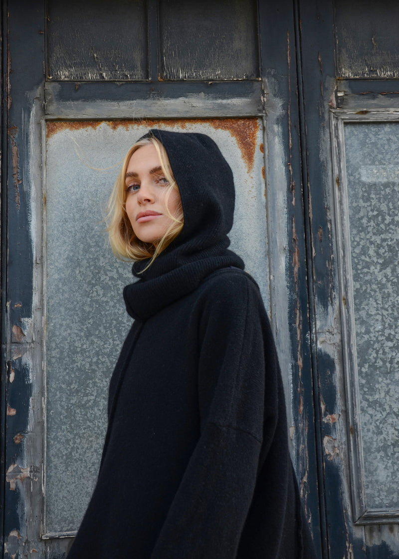 Cashmere Rib Hood | Black