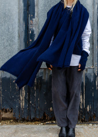 Oversize Cashmere Scarf | Navy