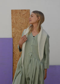 Eco Mohair Trangle Scarf | Chalk White