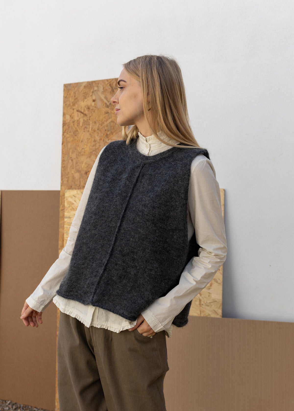 Mohair Vest Top | Charcoal