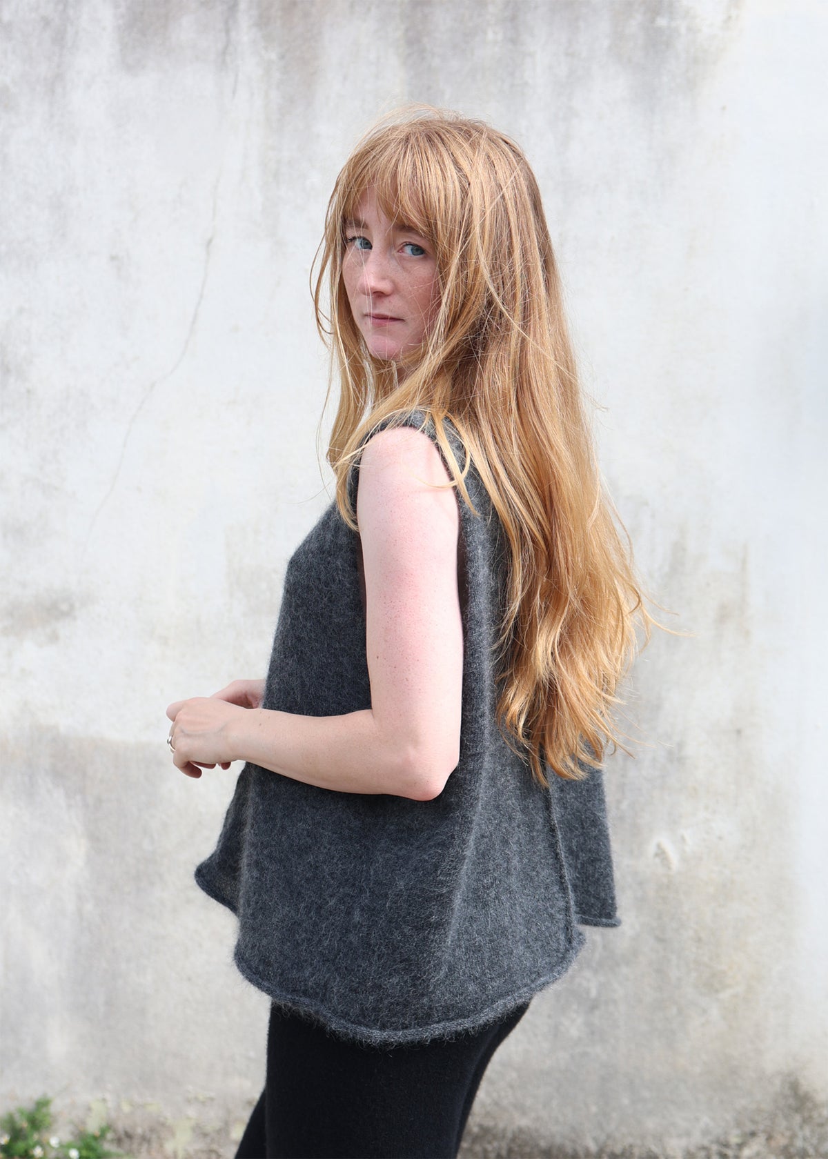 Mohair Vest Top | Charcoal