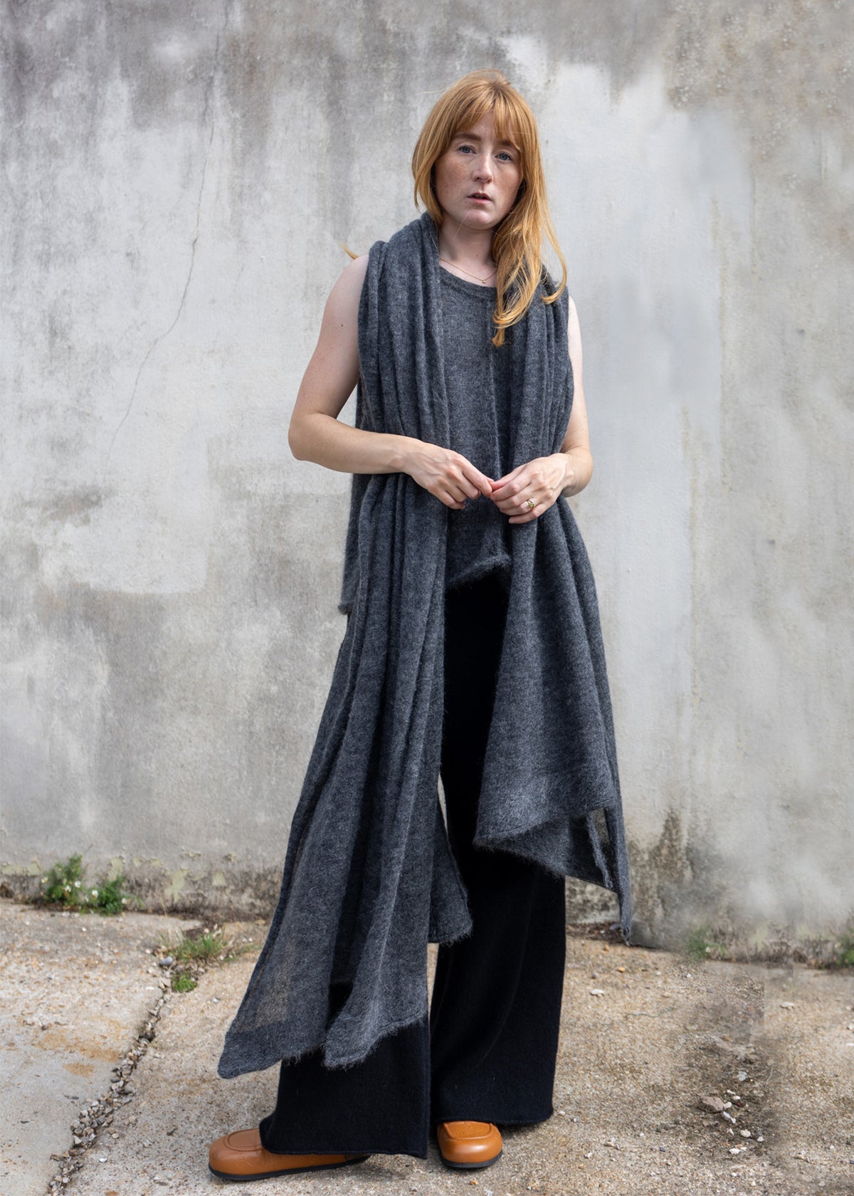 Eco Mohair Oversize Scarf | Charcoal