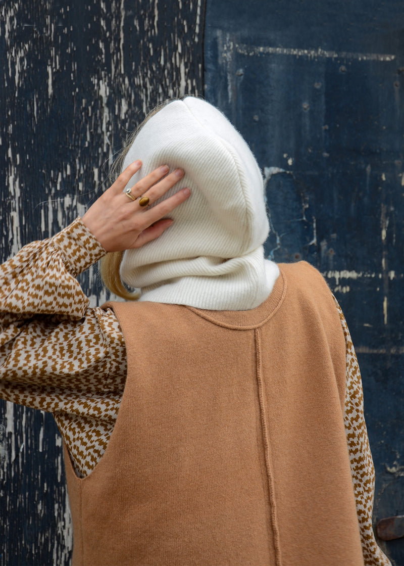 Cashmere Rib Hood | Cream