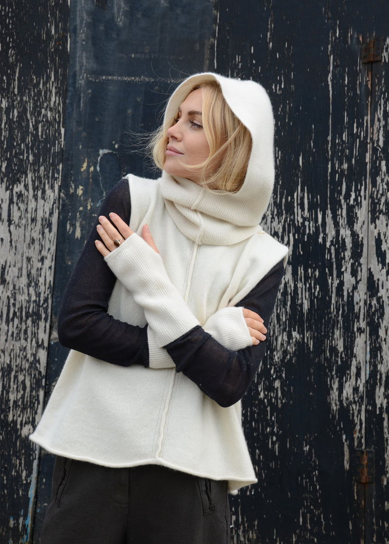 Cashmere Rib Hood | Cream