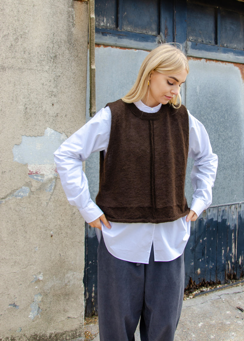 Alex Crop Vest Top | Bitter Chocolate Brown