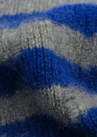 Cashmere Fine Stripe Scarf | Electric Blue & Grey