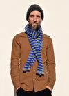 Cashmere Fine Stripe Scarf | Electric Blue & Grey