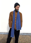 Cashmere Fine Stripe Scarf | Electric Blue & Grey