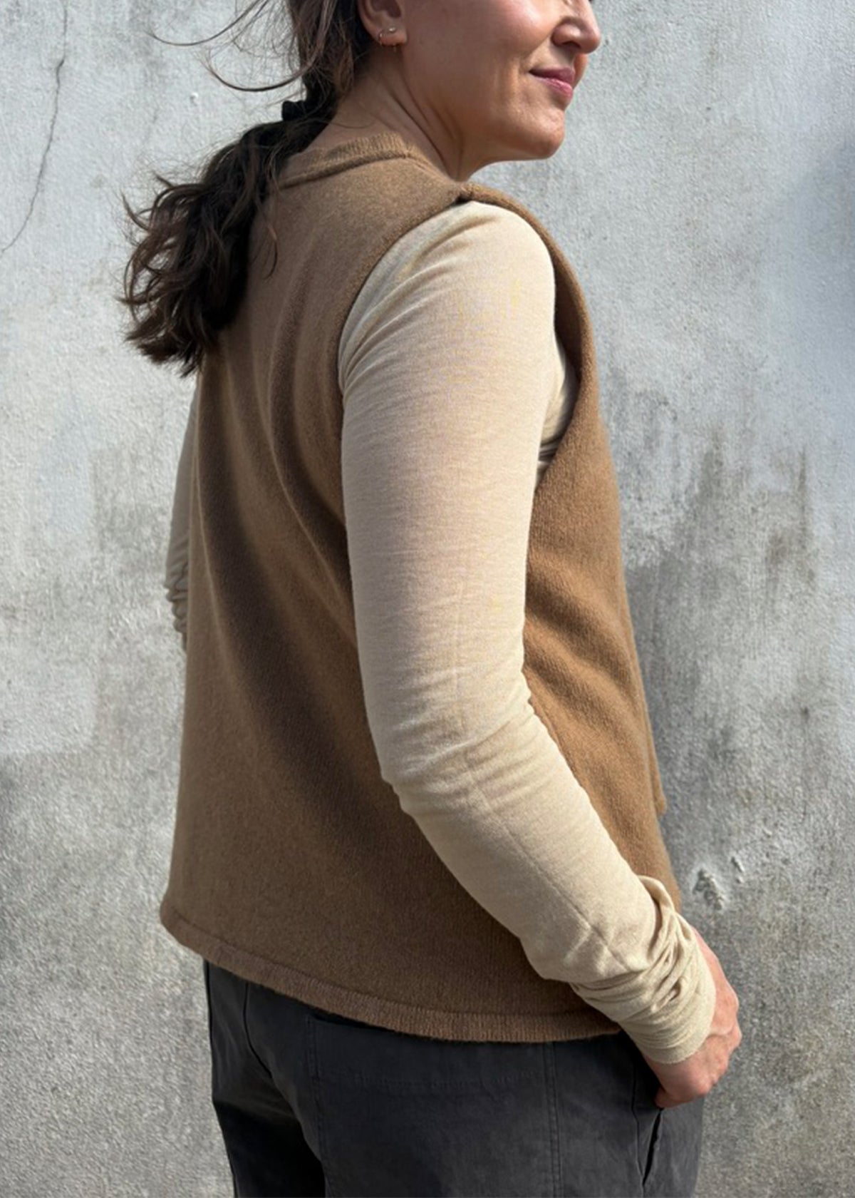Cashmere Cable Front Vest Top | Gingerbread