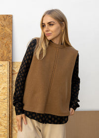 Cashmere Cable Front Vest Top | Gingerbread