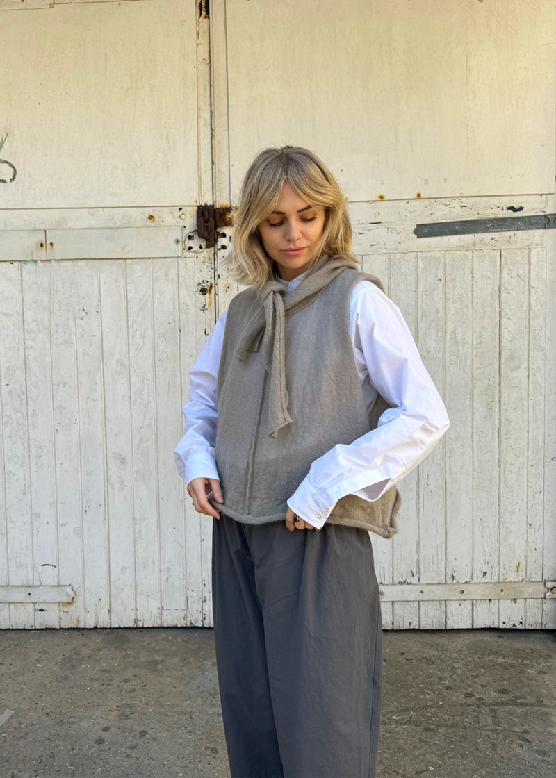 Alex Mohair Crop Vest Top | Dove Grey