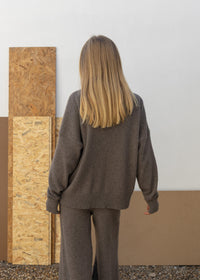 High Neck Cashmere Sweater | Mushroom