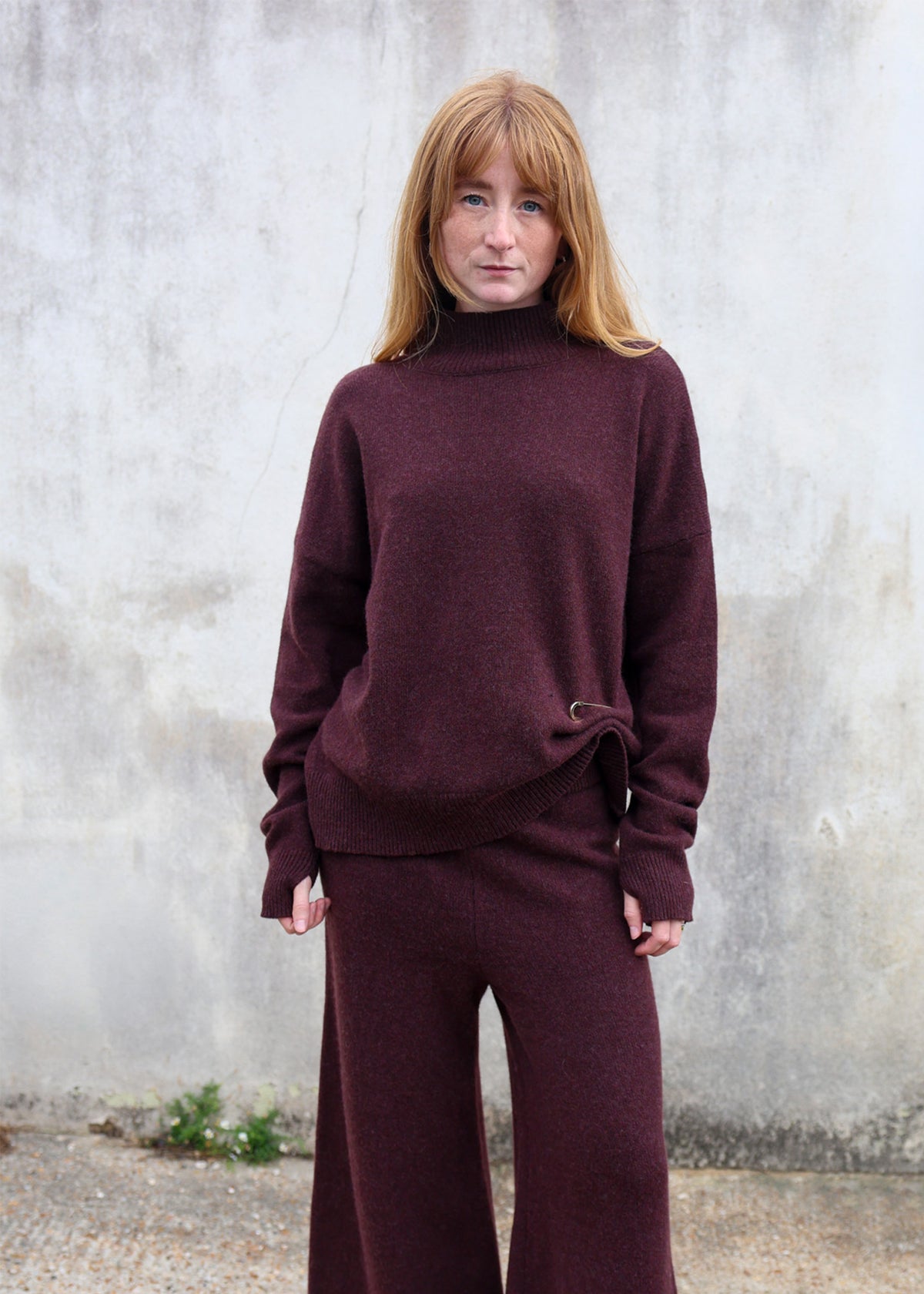 High Neck Cashmere Sweater | Raisin