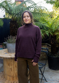 High Neck Cashmere Sweater | Raisin
