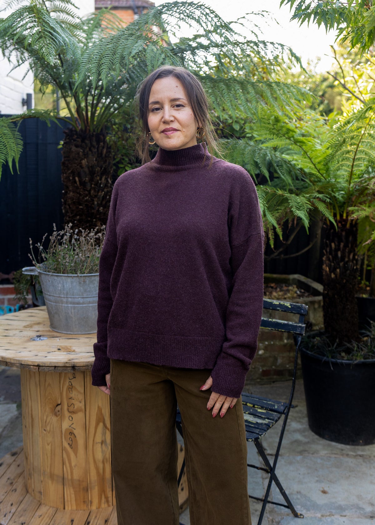 High Neck Cashmere Sweater | Raisin