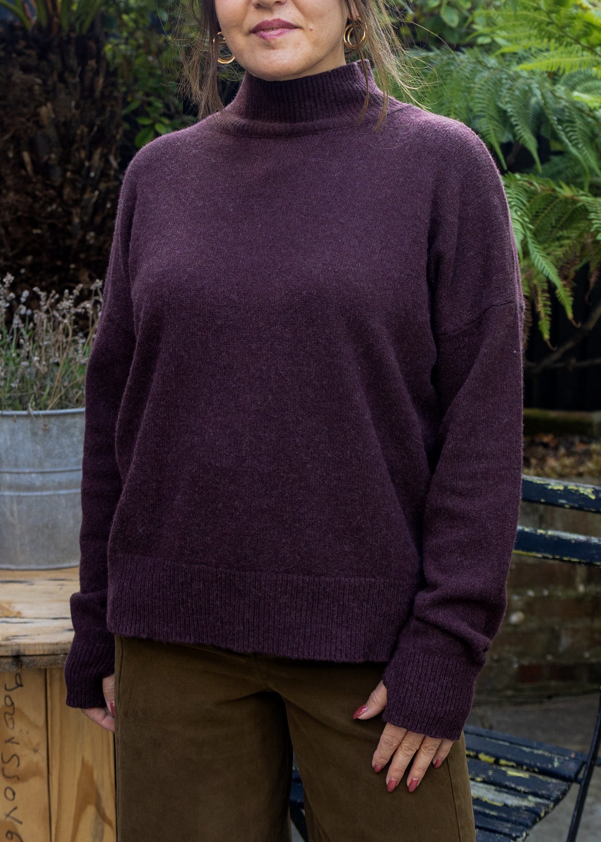 High Neck Cashmere Sweater | Raisin