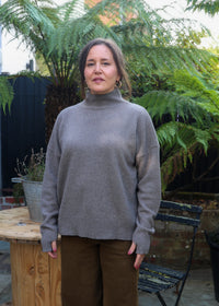 High Neck Cashmere Sweater | Mushroom