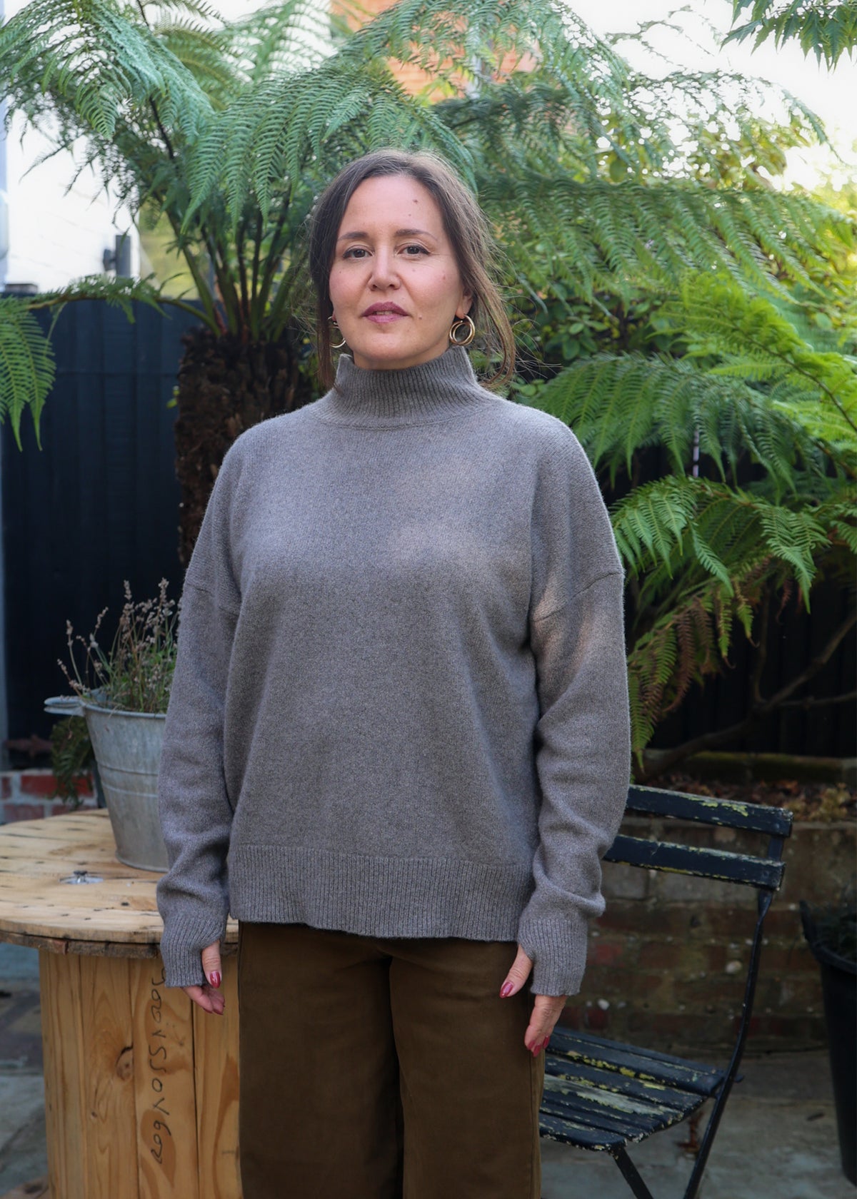 High Neck Cashmere Sweater | Mushroom