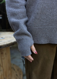 High Neck Cashmere Sweater | Mushroom