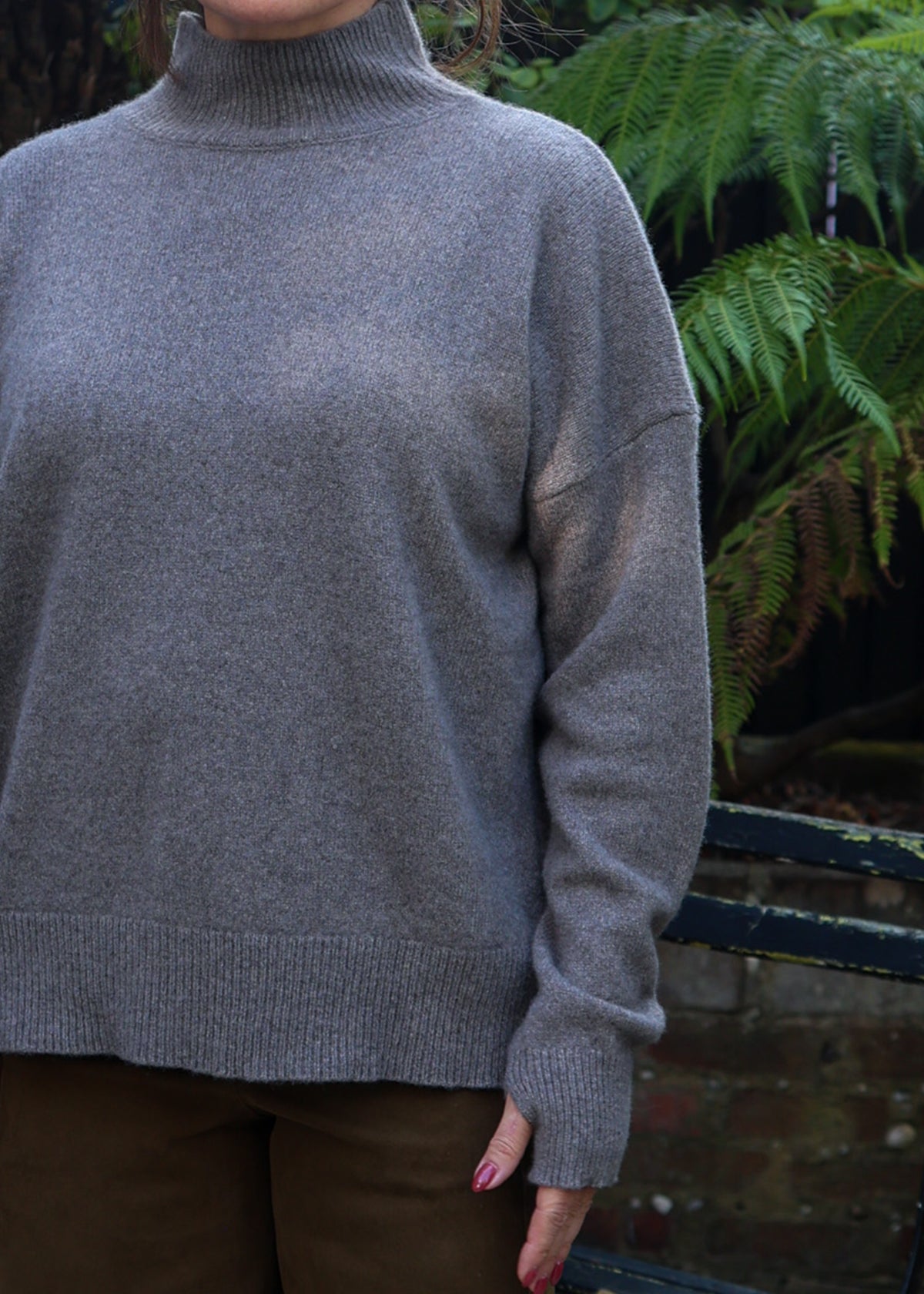 High Neck Cashmere Sweater | Mushroom