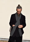 Cashmere Fine Rib Scarf | Black Grey