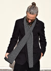 Cashmere Fine Rib Scarf | Black Grey