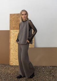 Cashmere Tramline Vest Top | Mushroom