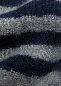 Cashmere Fine Stripe Scarf | Dark navy & Grey