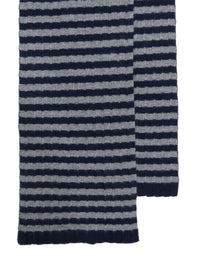 Cashmere Fine Stripe Scarf | Dark navy & Grey