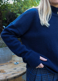 High Neck Cashmere Sweater | Navy
