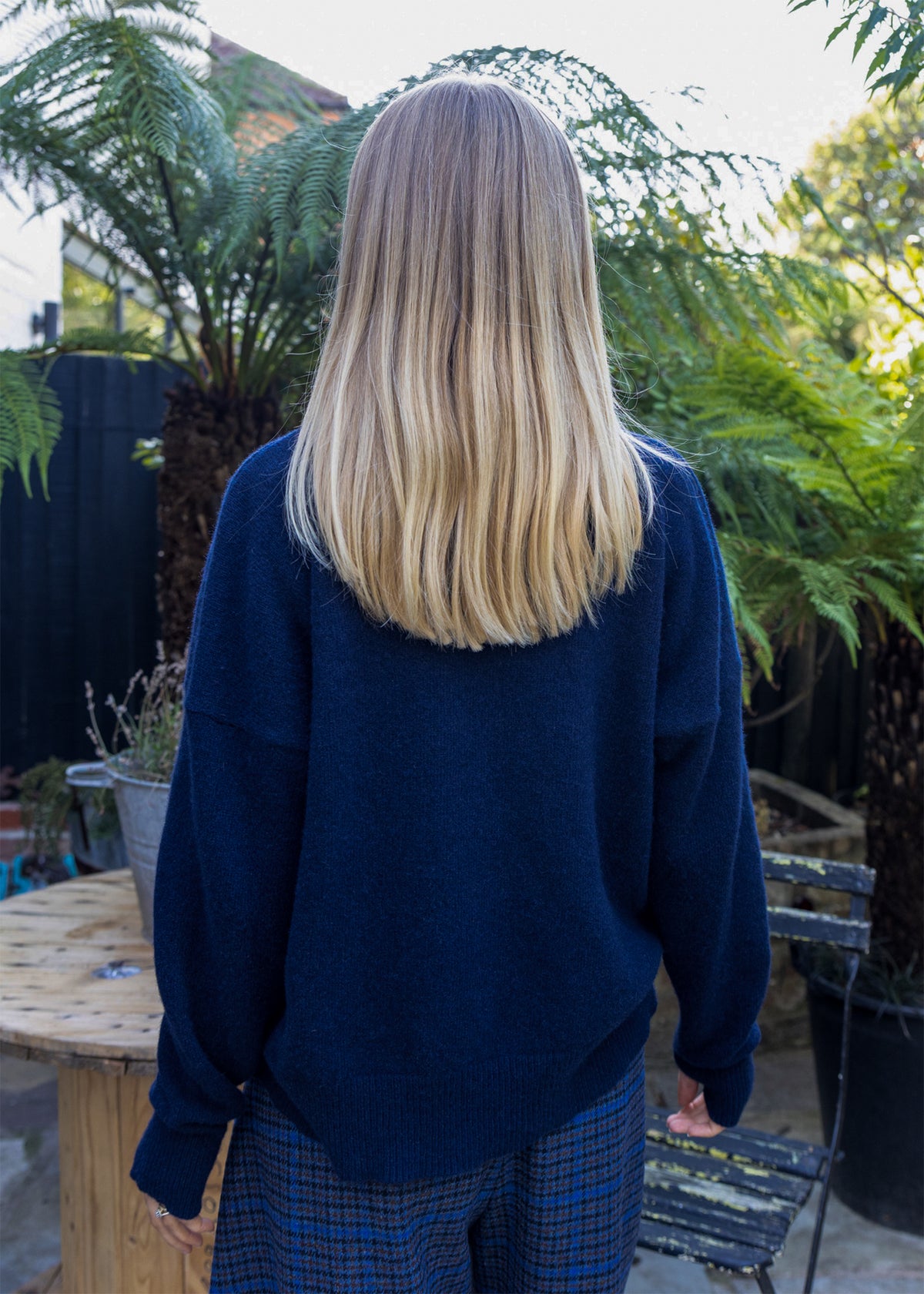 High Neck Cashmere Sweater | Navy