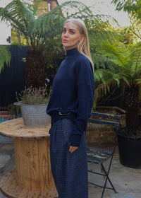 High Neck Cashmere Sweater | Navy