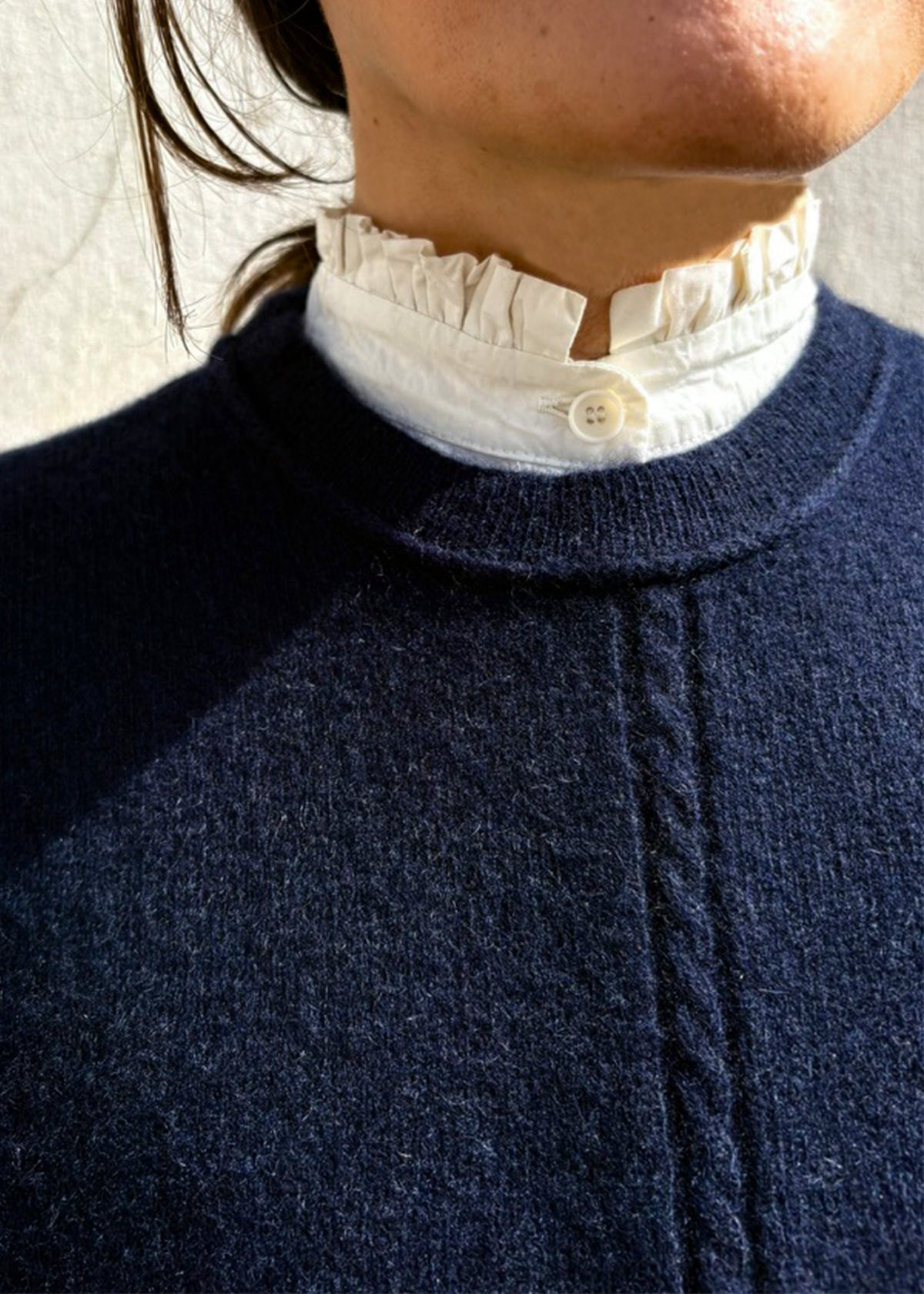Cashmere Cable Front Vest Top | Navy