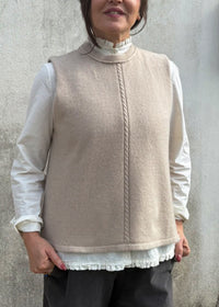 Cashmere Cable Front Vest Top | Oat
